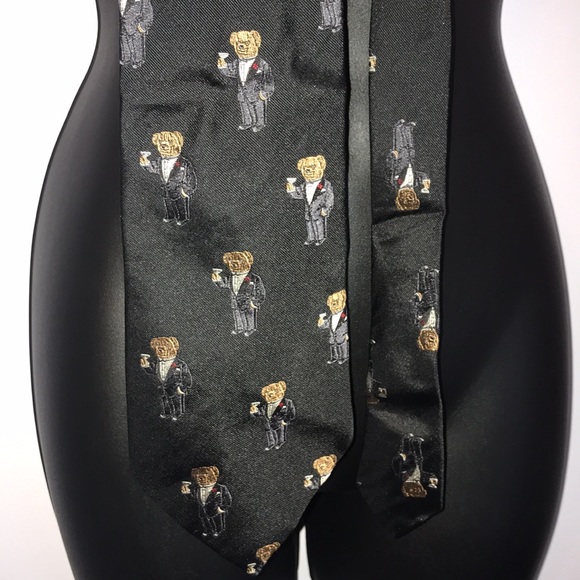 Polo Ralph Lauren Other - Polo by Ralph Lauren Martini Bear Silk Tie Black